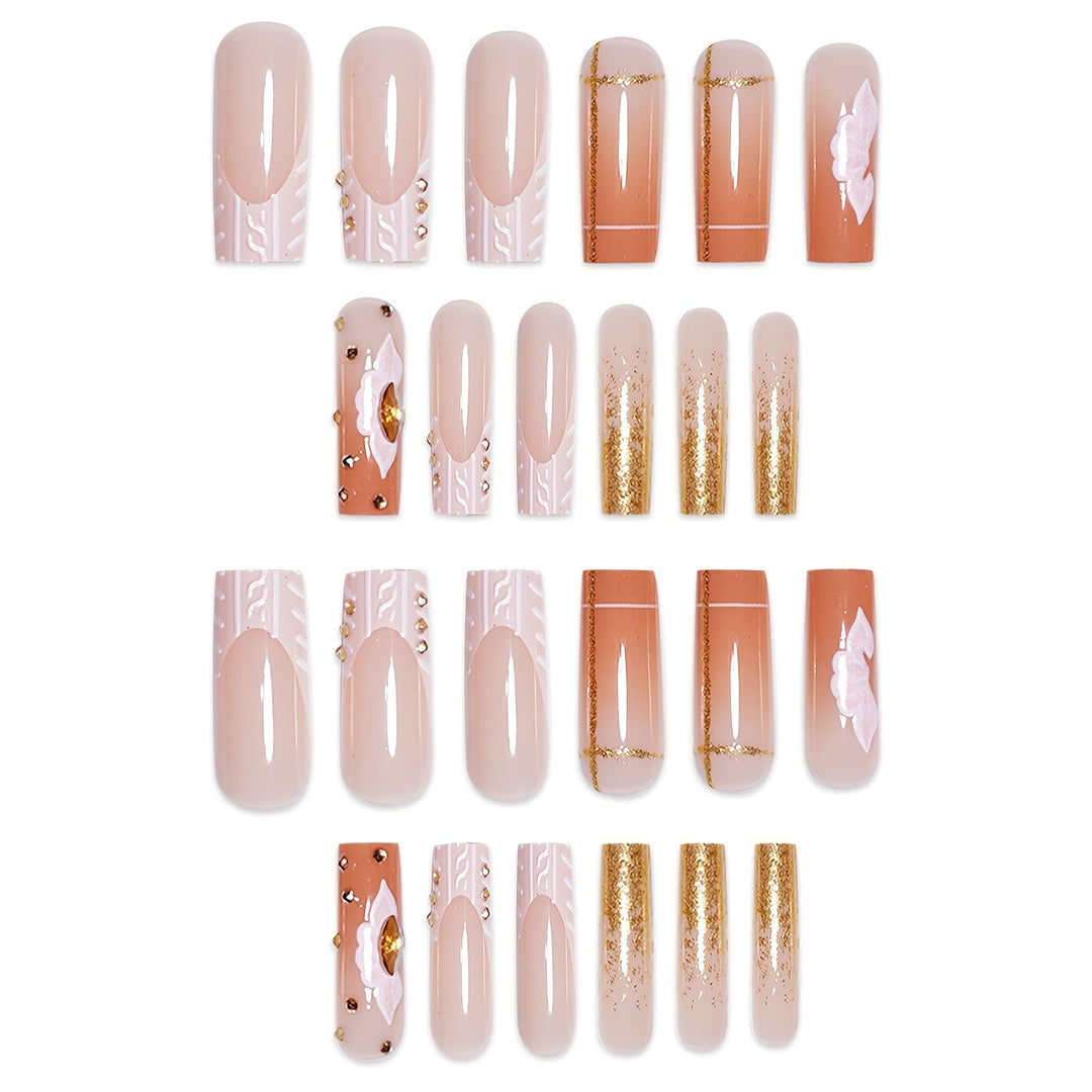 Glamorous Floral Embellished Press-On Nail Art Bowlift