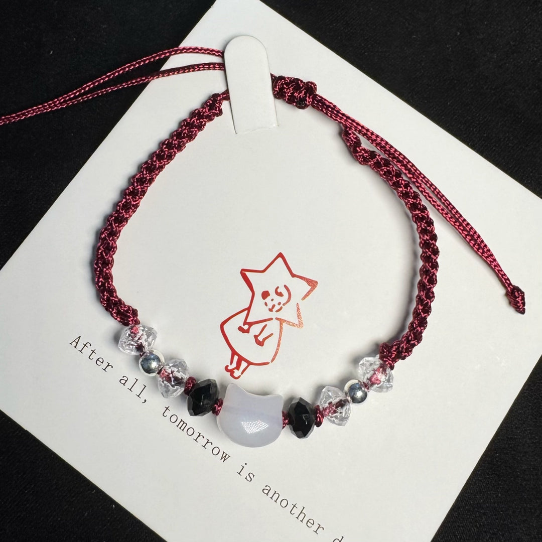 Adjustable Cat-Themed Macrame Friendship Bracelet Bowlift