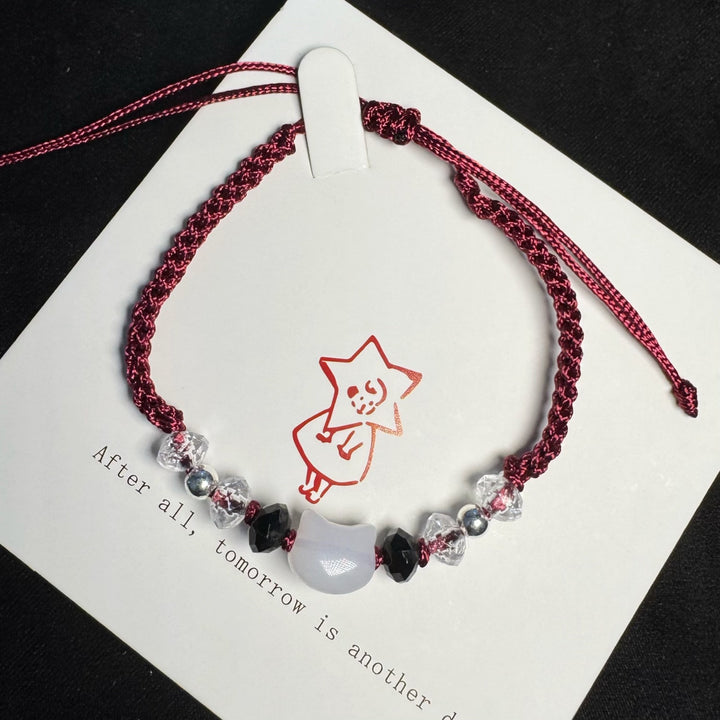 Adjustable Cat-Themed Macrame Friendship Bracelet Bowlift