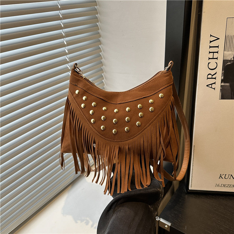 Bohemian Fringe Detail Crossbody Bag Bowlift