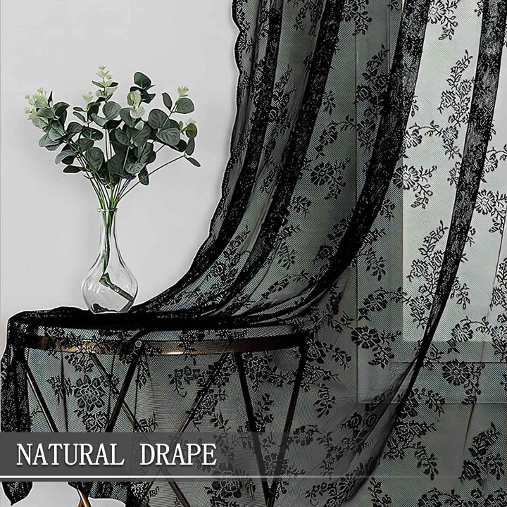Elegant Floral Lace Window Drapes