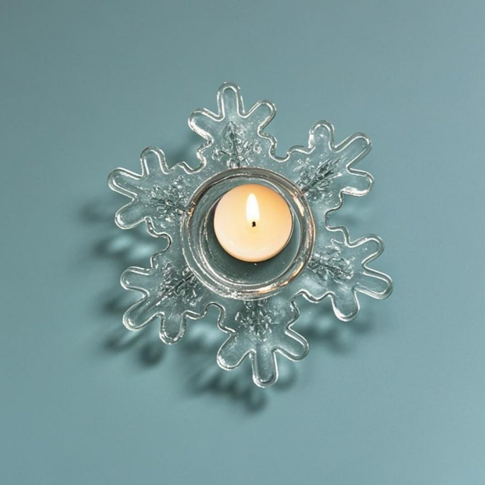 Snowflake-Shaped Glass Tealight Candle Holder Bowlift