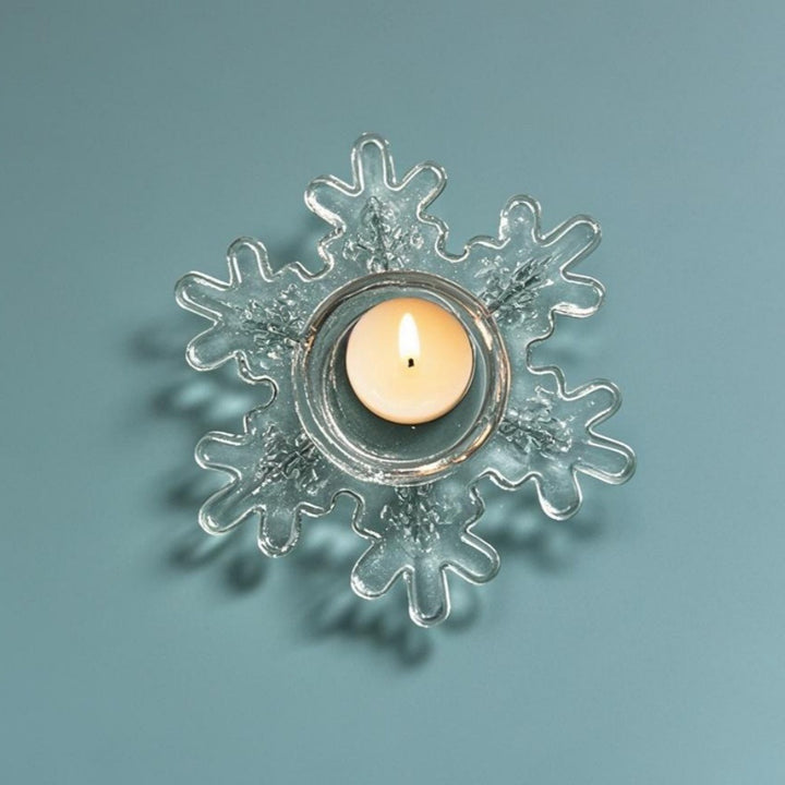 Snowflake-Shaped Glass Tealight Candle Holder Bowlift