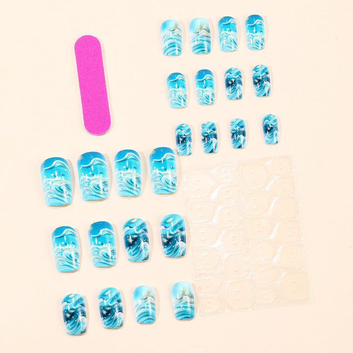 Elegant Ocean Wave Nail Art Extensions Bowlift