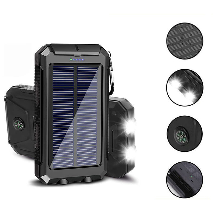 Solar-powered power bank with LED lighting and integrated compass Bowlift