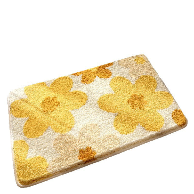 Plush Floral Design Bath Mat Bowlift