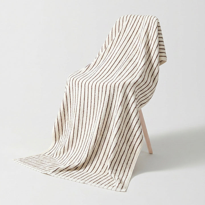 Women's Cotton Bath Towel with Striped Pattern Bowlift