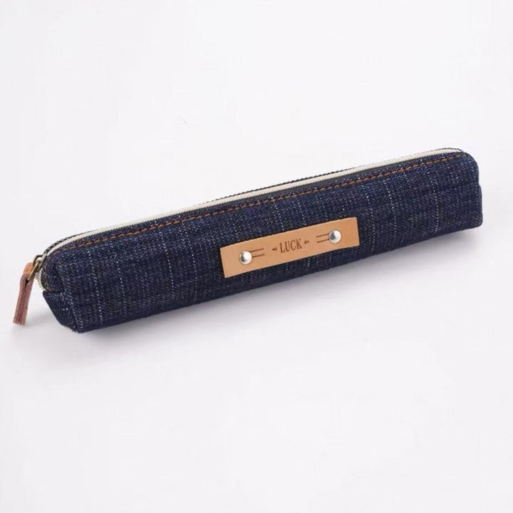 Slim Canvas Zipper Pencil Case with Leather Tag Bowlift