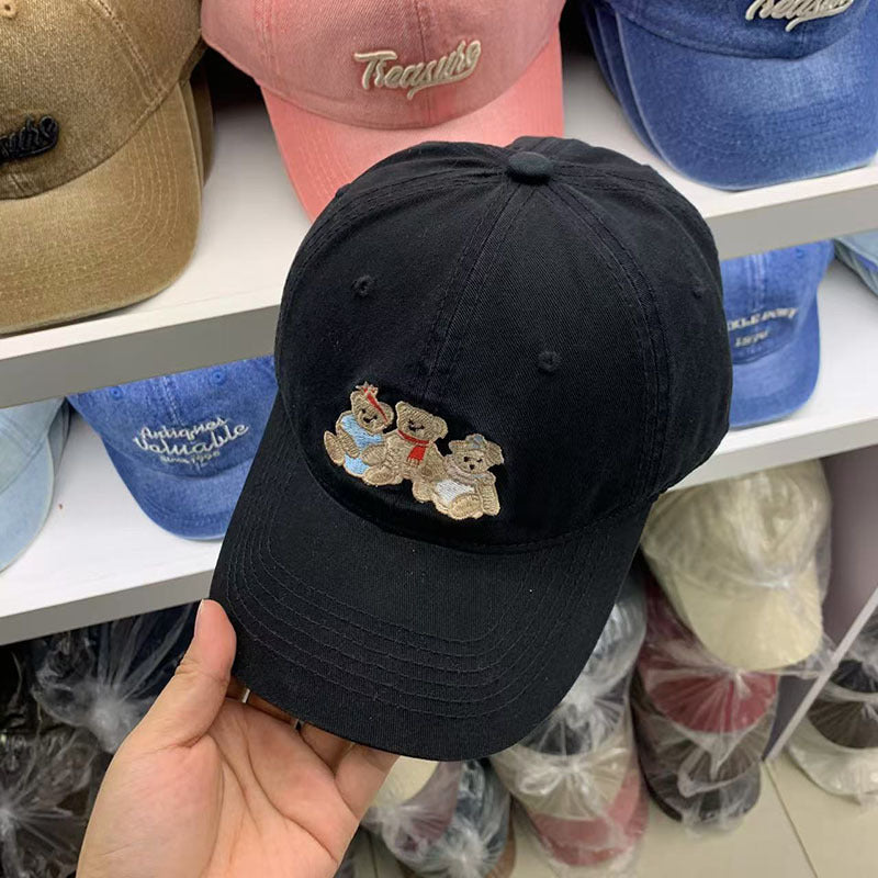 Women's Casual Embroidered Teddy Bear Baseball Cap Bowlift