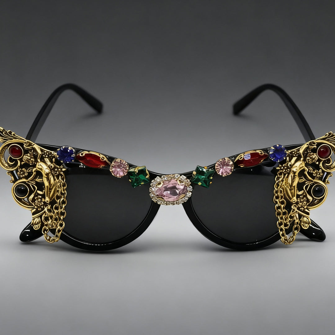 Ladies extravagant glamour sunglasses with intricate embellishments Bowlift