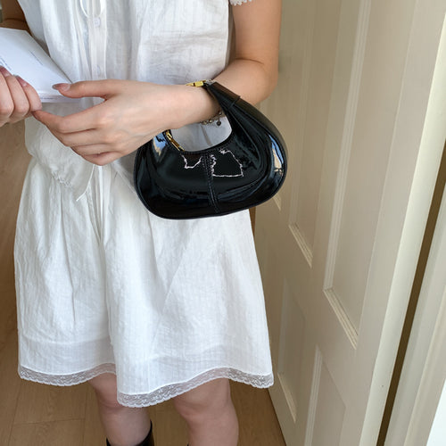Glossy Patent Leather Evening Handbag Bowlift