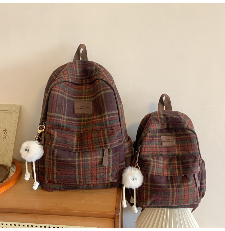 Plaid Backpack Set