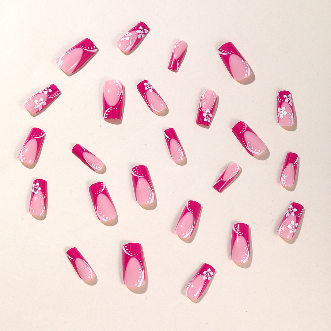 Decorative French Tip Acrylic Nail Art Bowlift