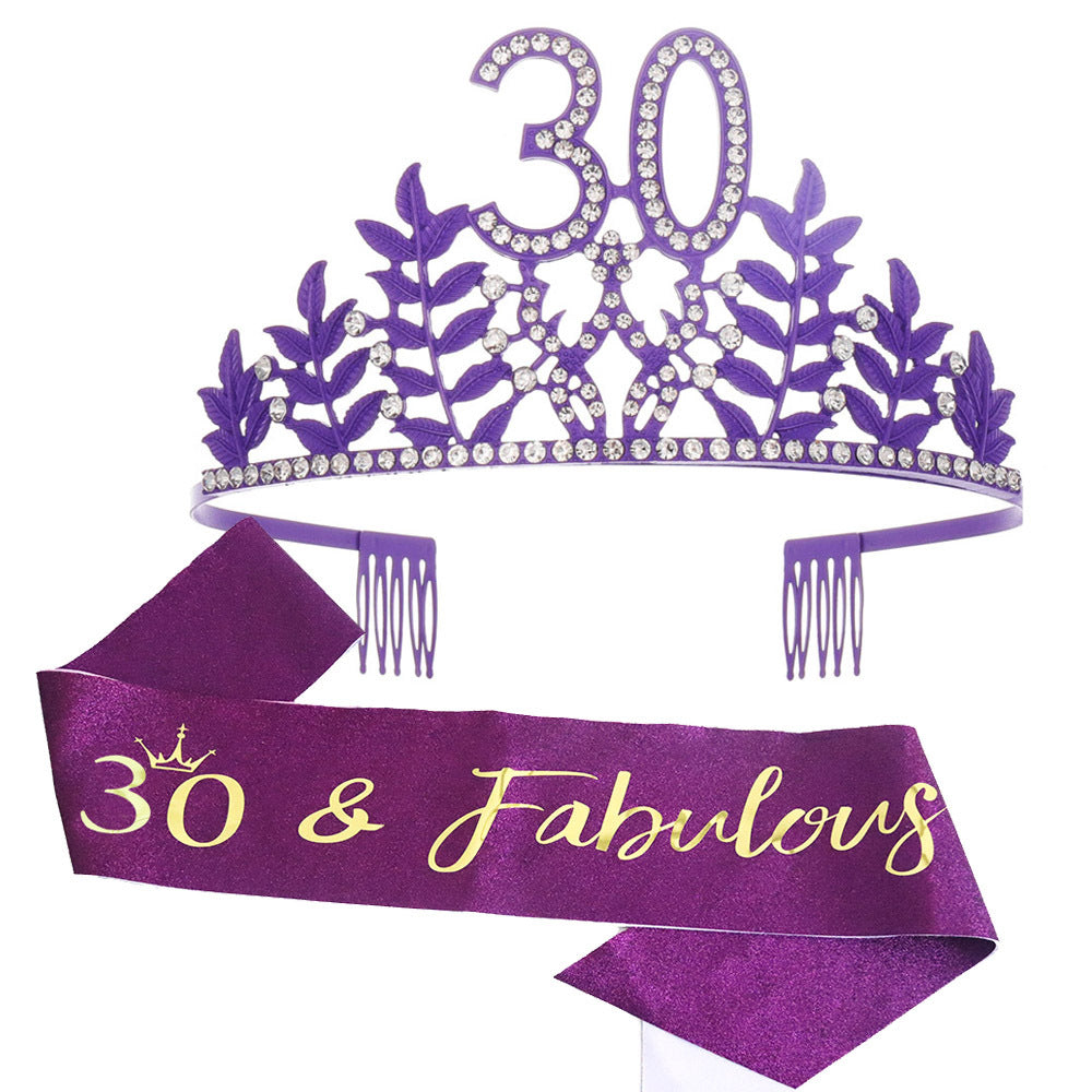 Women's Glamorous Birthday Crown with Shining Rhinestones Bowlift