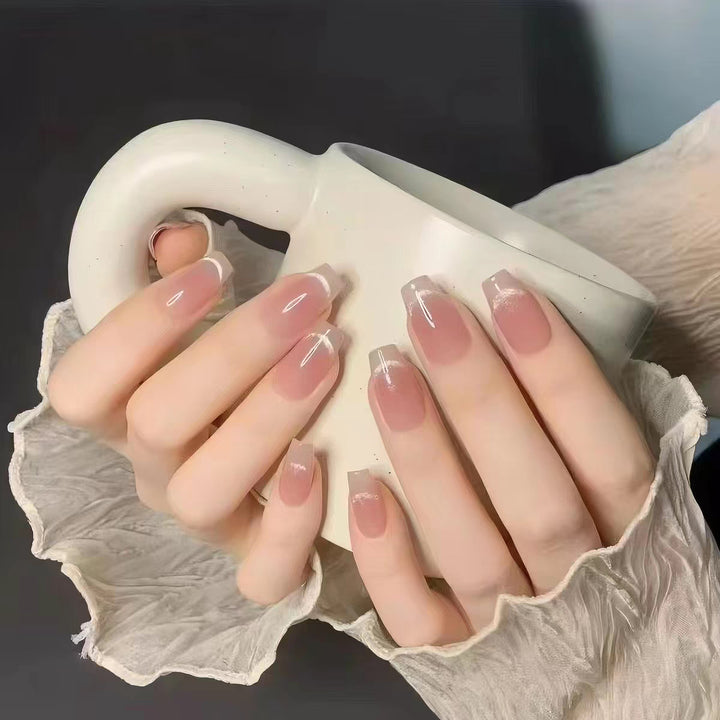 Premium French Tip Press-On Nail Design Bowlift