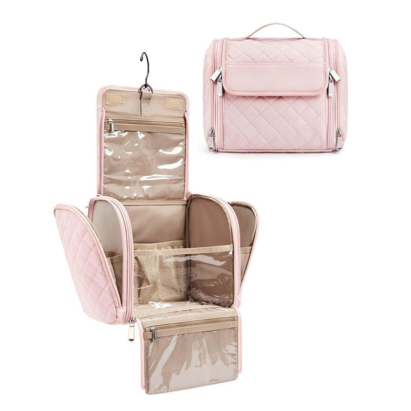 Cosmetic Organizer Bag with Removable Hook and Transparent Compartments Bowlift