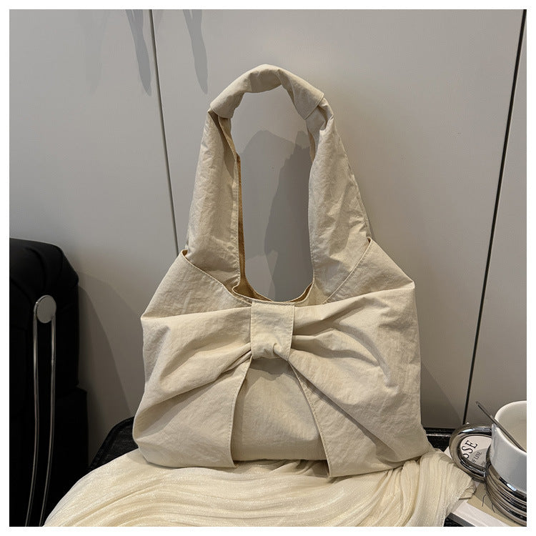 Bow Accent Fabric Tote Bag Bowlift