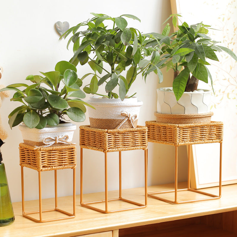 Stylish Woven Plant Holder with Stand Bowlift