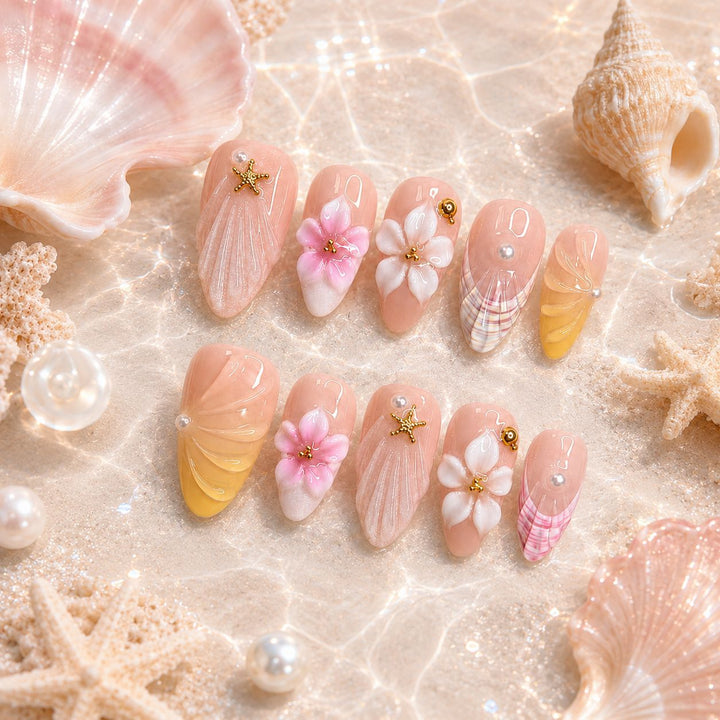 Premium Artifical Nails with Floral Designs Bowlift