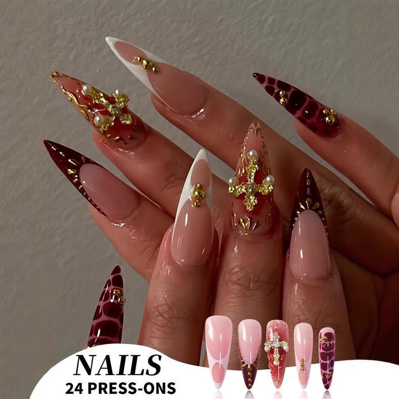 Elegant Stiletto Press-On Nail Set Bowlift