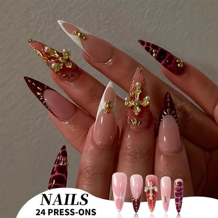 Elegant Stiletto Press-On Nail Set Bowlift