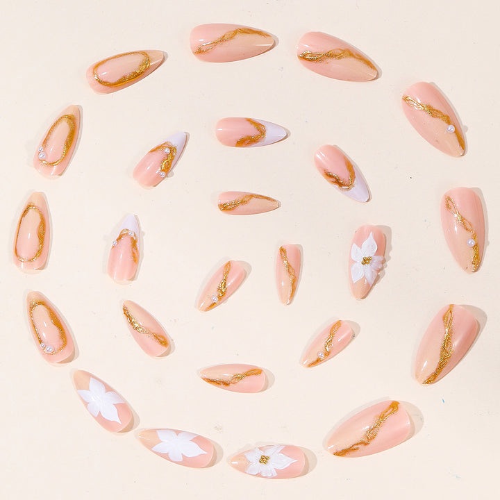 Floral Pearl Accent Nail Art Bowlift
