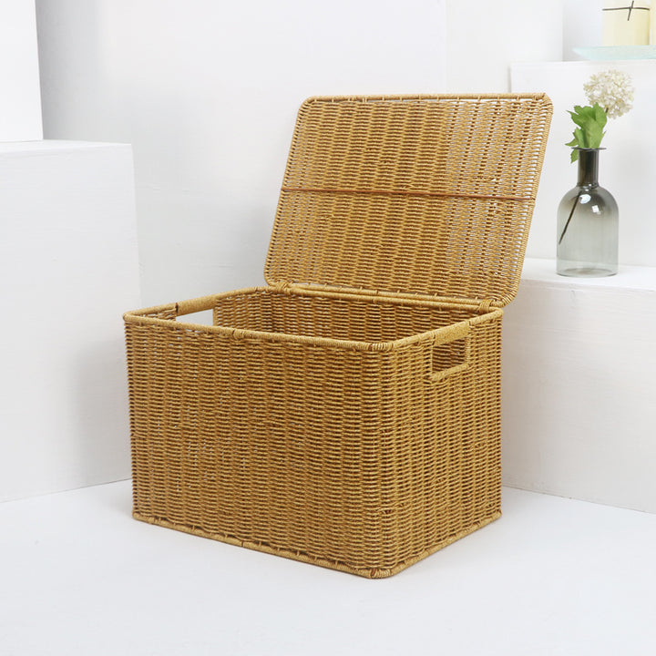 Woven Storage Chest with Lid Bowlift