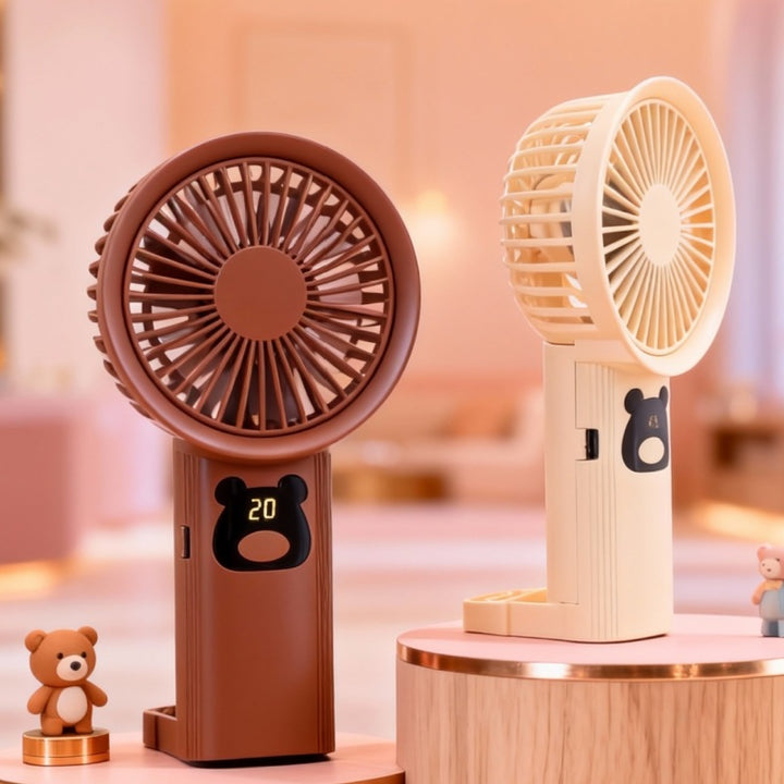 Women Portable Hand Fan with Cute Bear Design Bowlift 1781628530