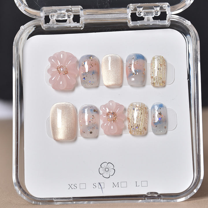 Decorative Floral Press-On Nail Set Bowlift