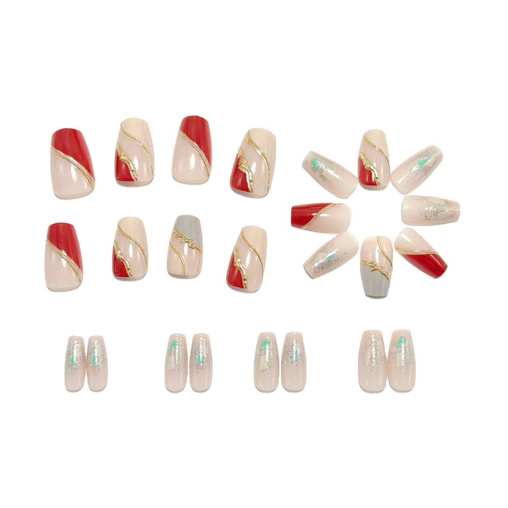 Artificial nails with elegant gold pattern Bowlift