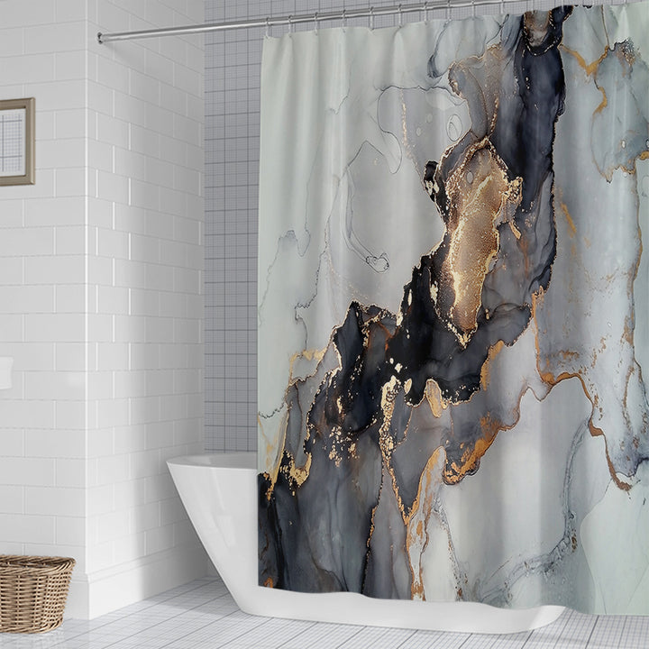 Artistic Marble Design Shower Curtain Bowlift
