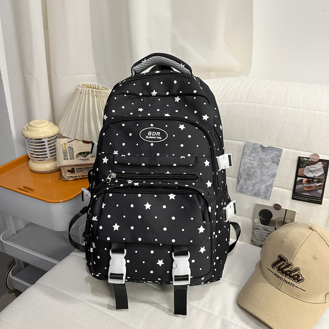 Star-Patterned Multi-Compartt Backpack Bowlift