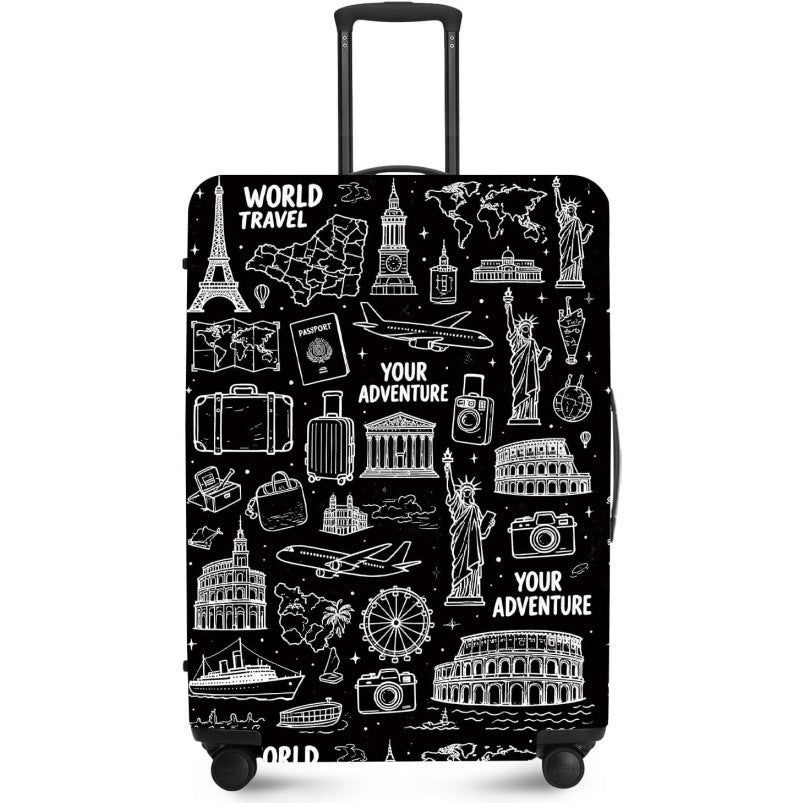 Unisex nan elastic suitcase cover with UV-resistant motif print and zip opening Bowlift