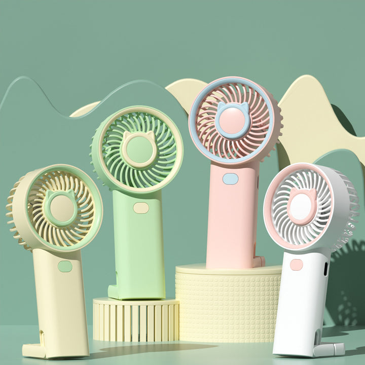 Ladies Portable Hand Fan with Cute Cat Design Bowlift