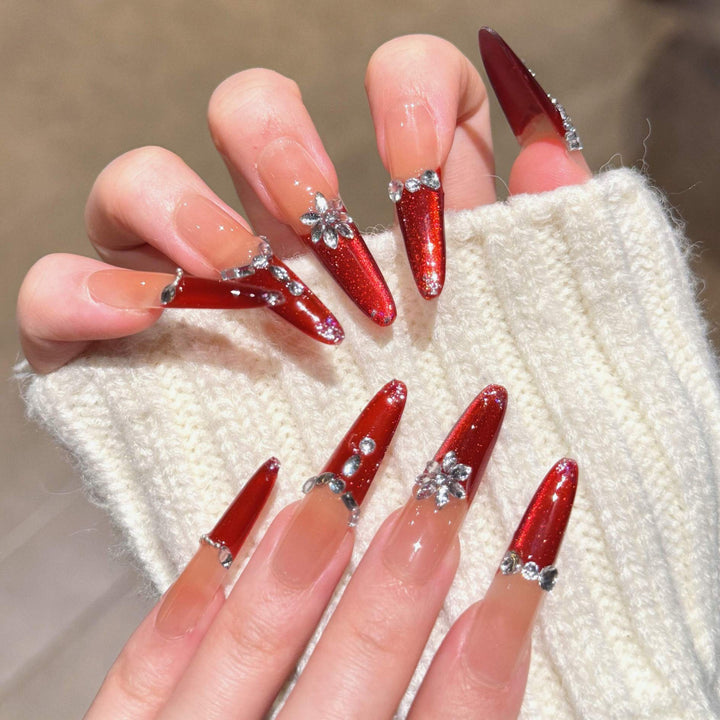 Premium Rhinestone-Embellished Acrylic Nails Bowlift