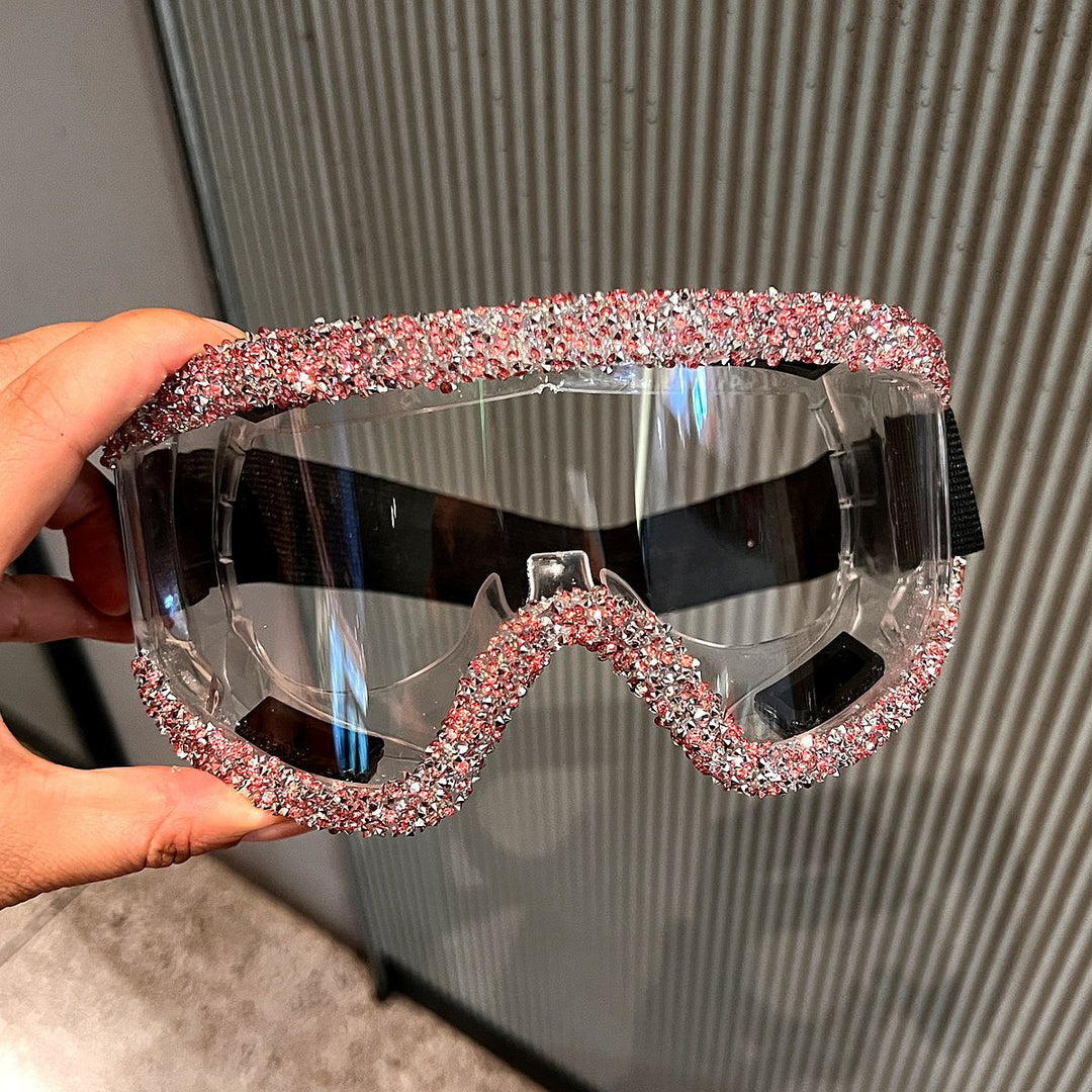 Ladies glamorous ski goggles with sparkling crystal frame Bowlift