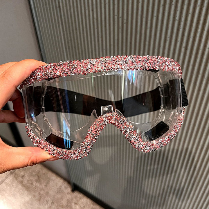 Ladies glamorous ski goggles with sparkling crystal frame Bowlift