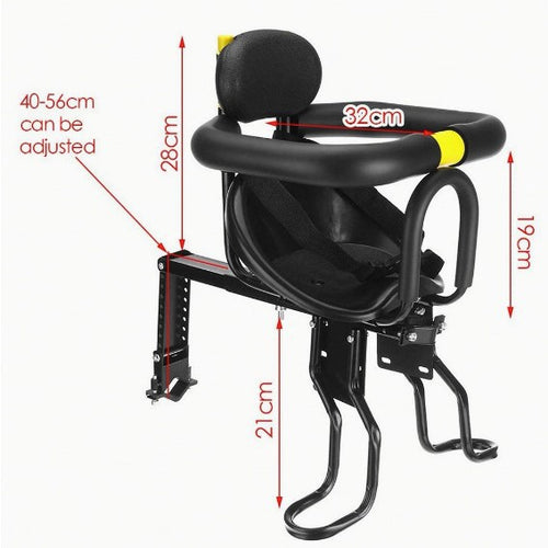 child bike seat with padded safety bar adjustable footrests and supportive reclining backrest Bowlift