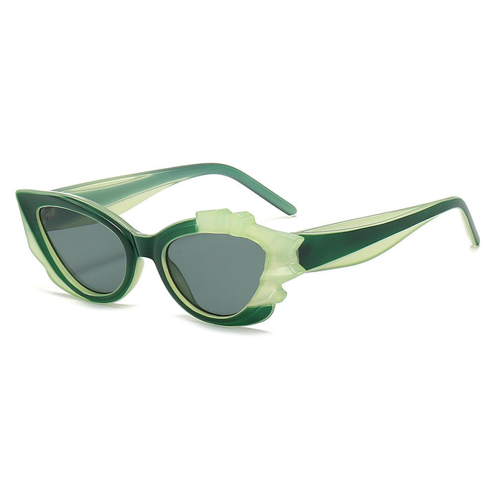 Ladies Cat-Eye Sunglasses with Eye-Catching Flower Frame Bowlift