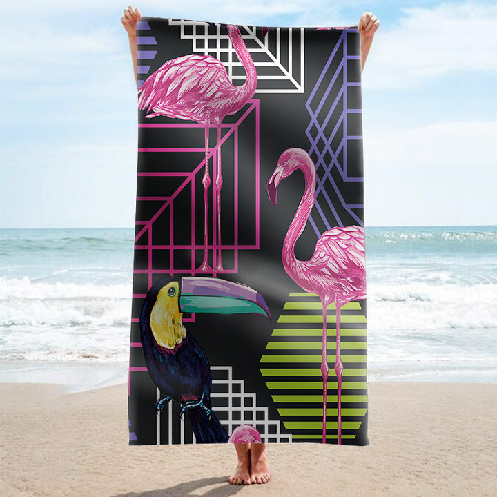 Beach towel with tropical flamingo pattern Bowlift