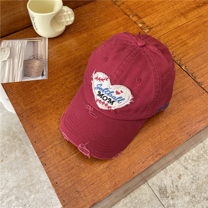 Women's Distressed Softball Mom Patch Baseball Cap Bowlift