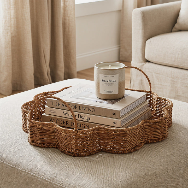 Elegant serving basket made of hand-woven natural material Bowlift