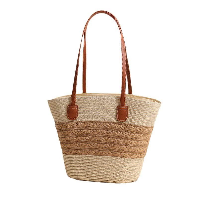Elegant Bast Tote Bag with Leather Accents Bowlift
