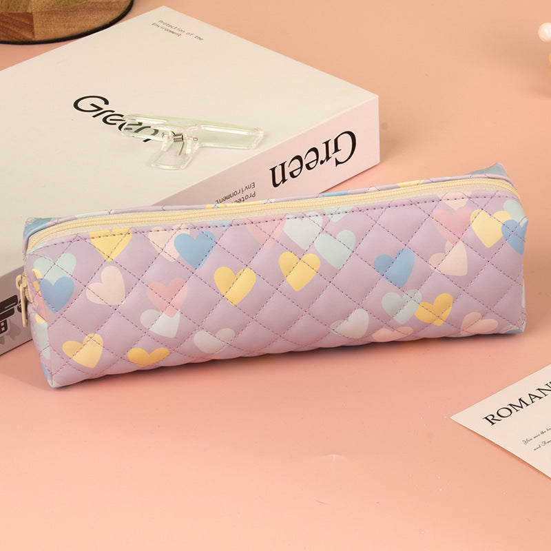Quilted Heart Pattern Pencil Case Bowlift