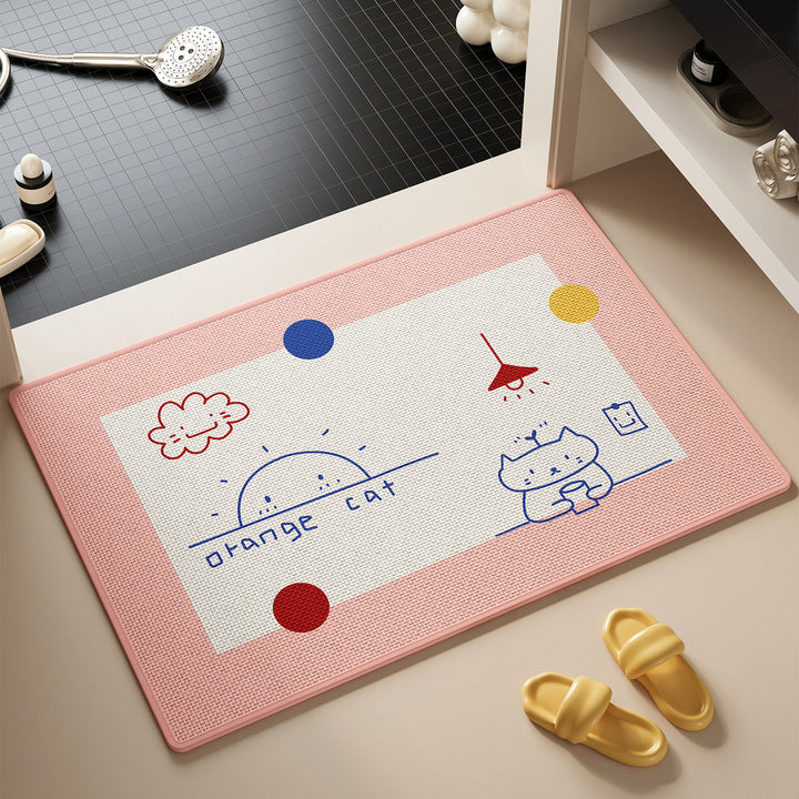Cute Cat-Themed Bath Rug Bowlift