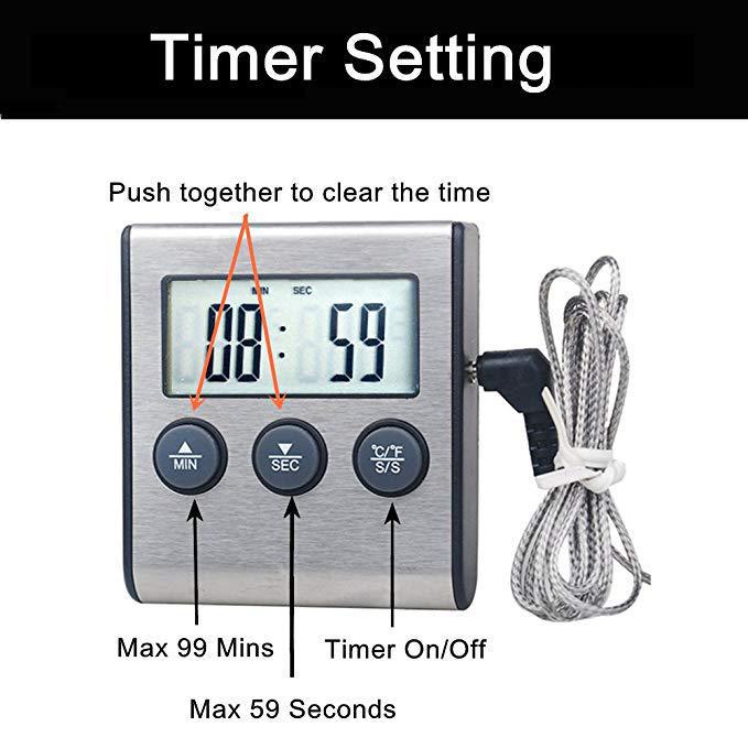 Precision probe cooking thermometer with dual display and countdown timer Bowlift