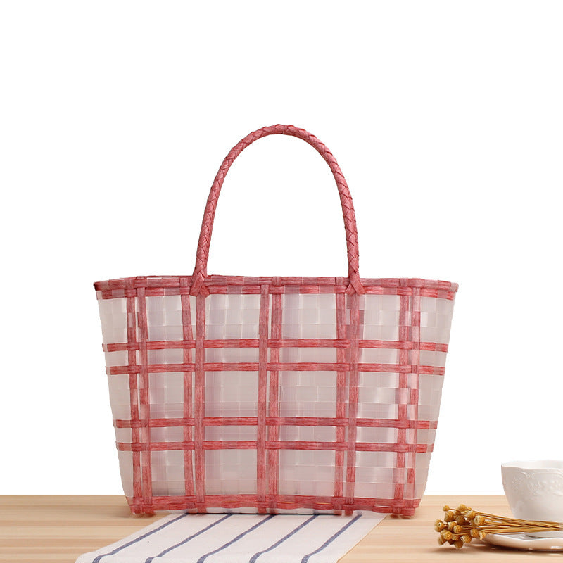 Modern basket bag with refined stripes Bowlift