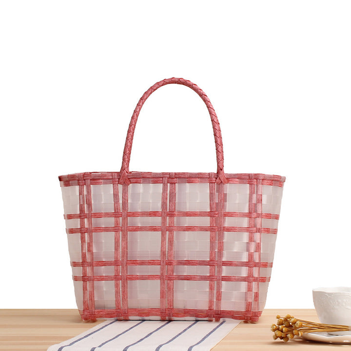 Modern basket bag with refined stripes Bowlift