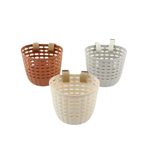 Detachable Front Bicycle Basket with Leather Straps and Ventilated Plastic Design Bowlift