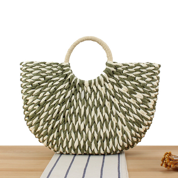 Braided Beach Bag with Ergonomic Handle Bowlift